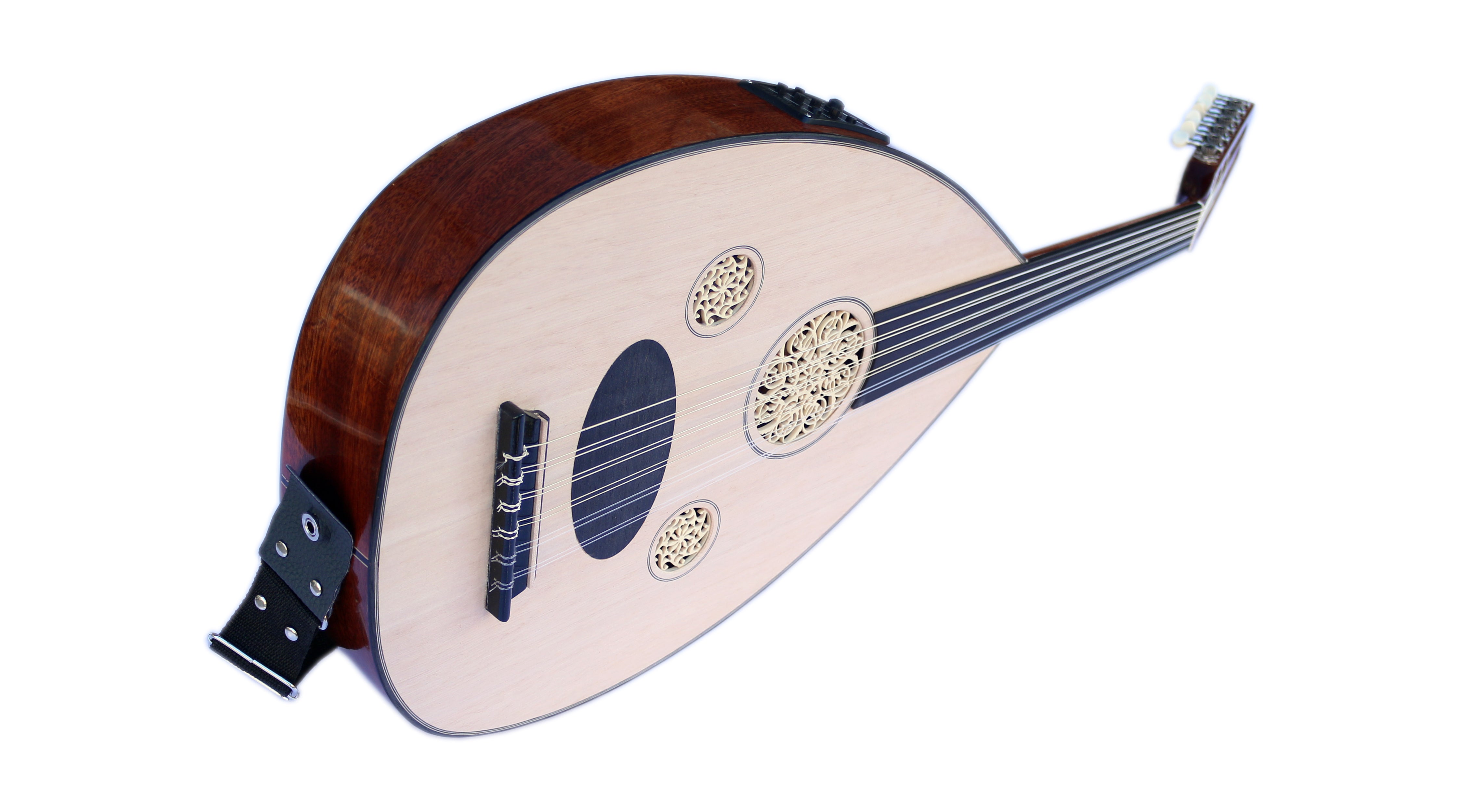 Oud semi-électrique acoustique turc OUDE 5 avec caisse acajou et table épicéa