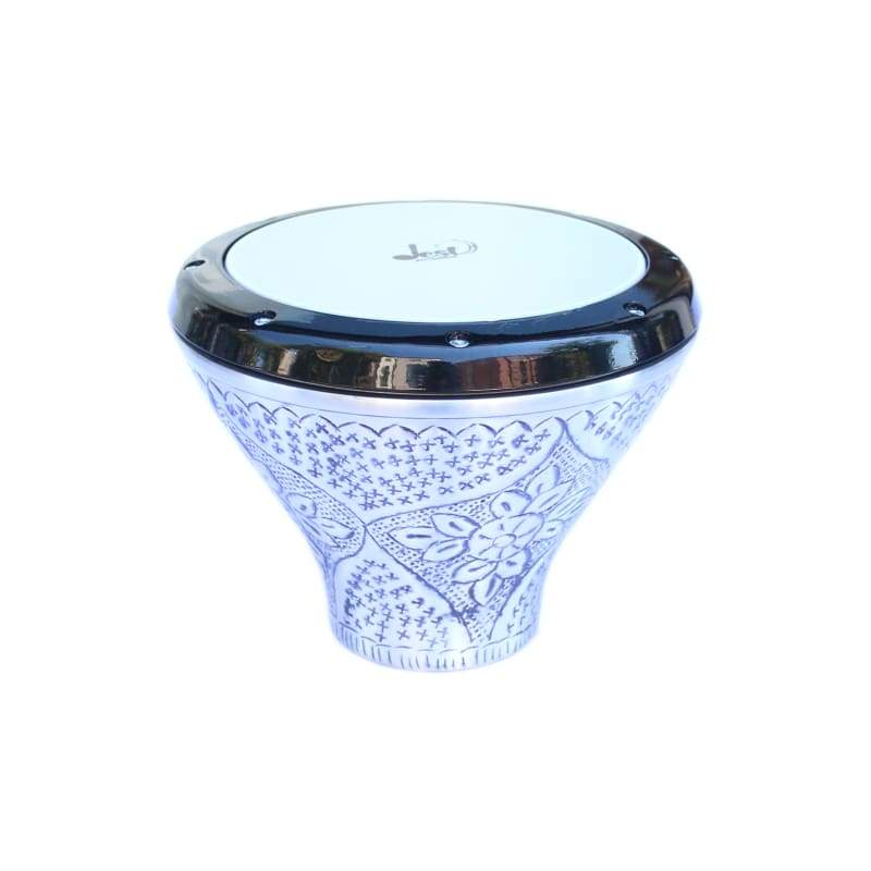 Doumbek plat portable FLT-302 par Dest Percussion avec corps en aluminium gravé à la main